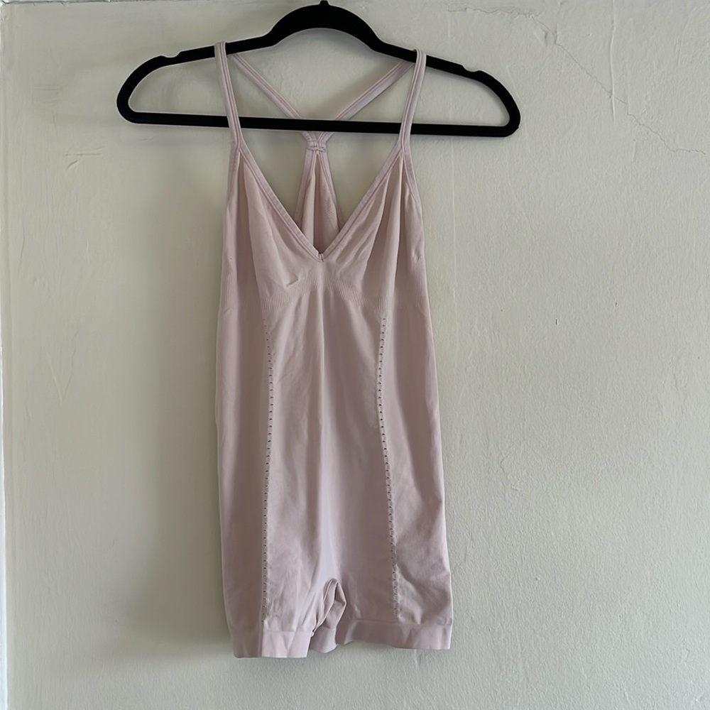 SPANX pale pink shorts body suit